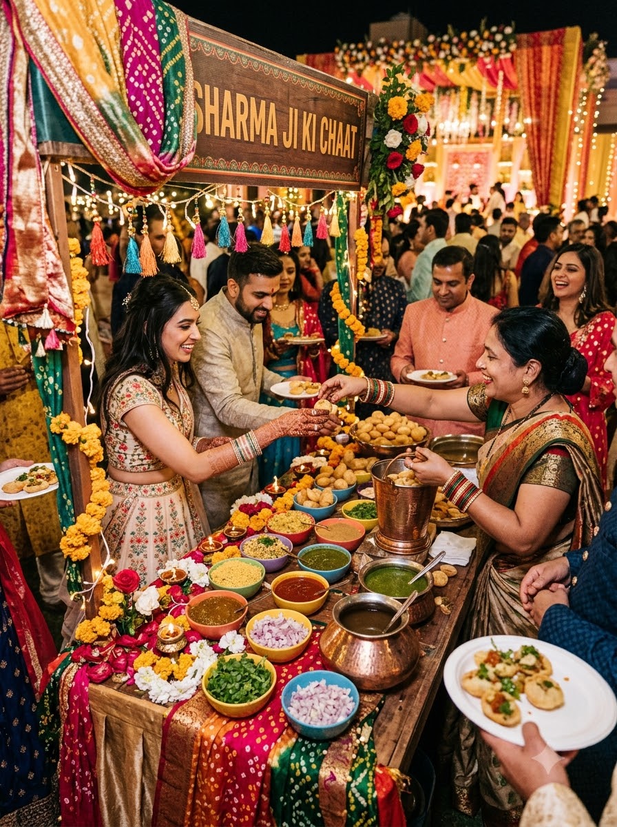 Live chaat counter at a Mehendi celebration